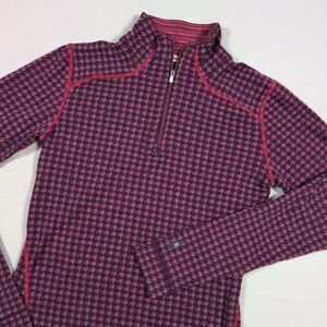 Smartwool Houndstooth Quarter Zip Pullover Size M Purple Merino Wool Outdoor